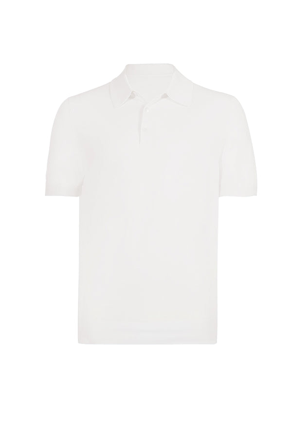 Ivory Button Polo Cotton Silk