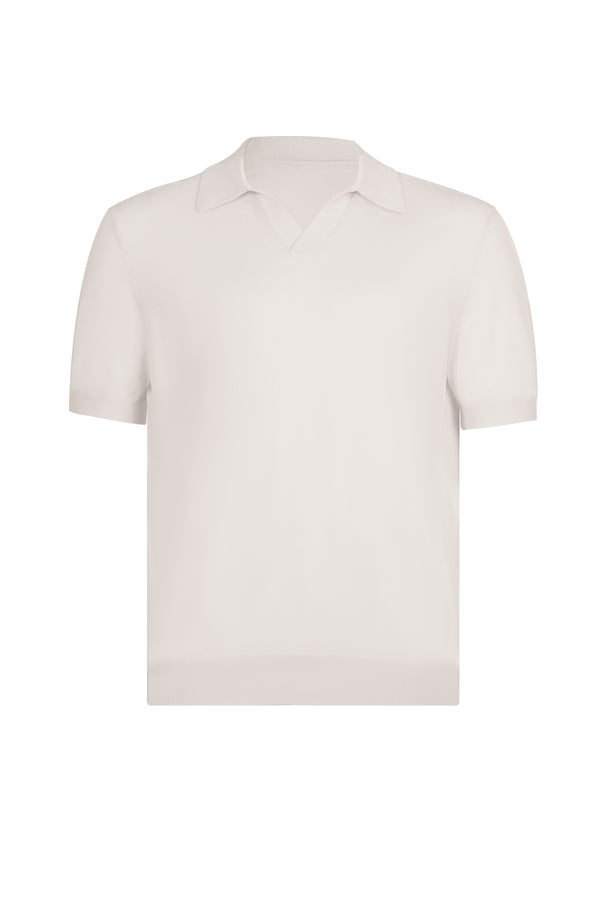 Beige Polo Buttonless Cotton