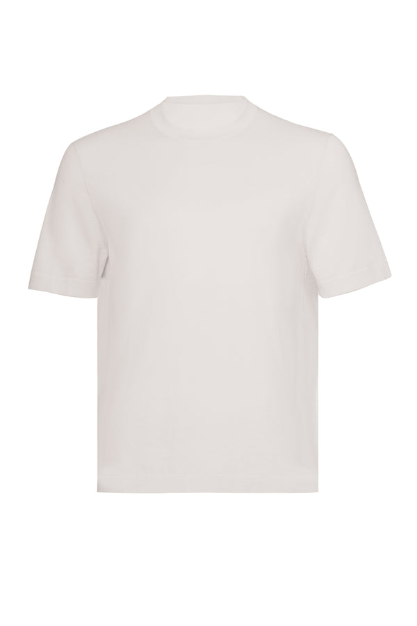 Beige Round Neck T shirt Cotton