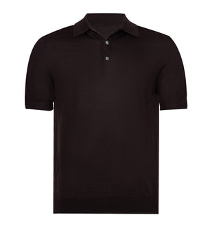 Brown Polo Button Merino Wool
