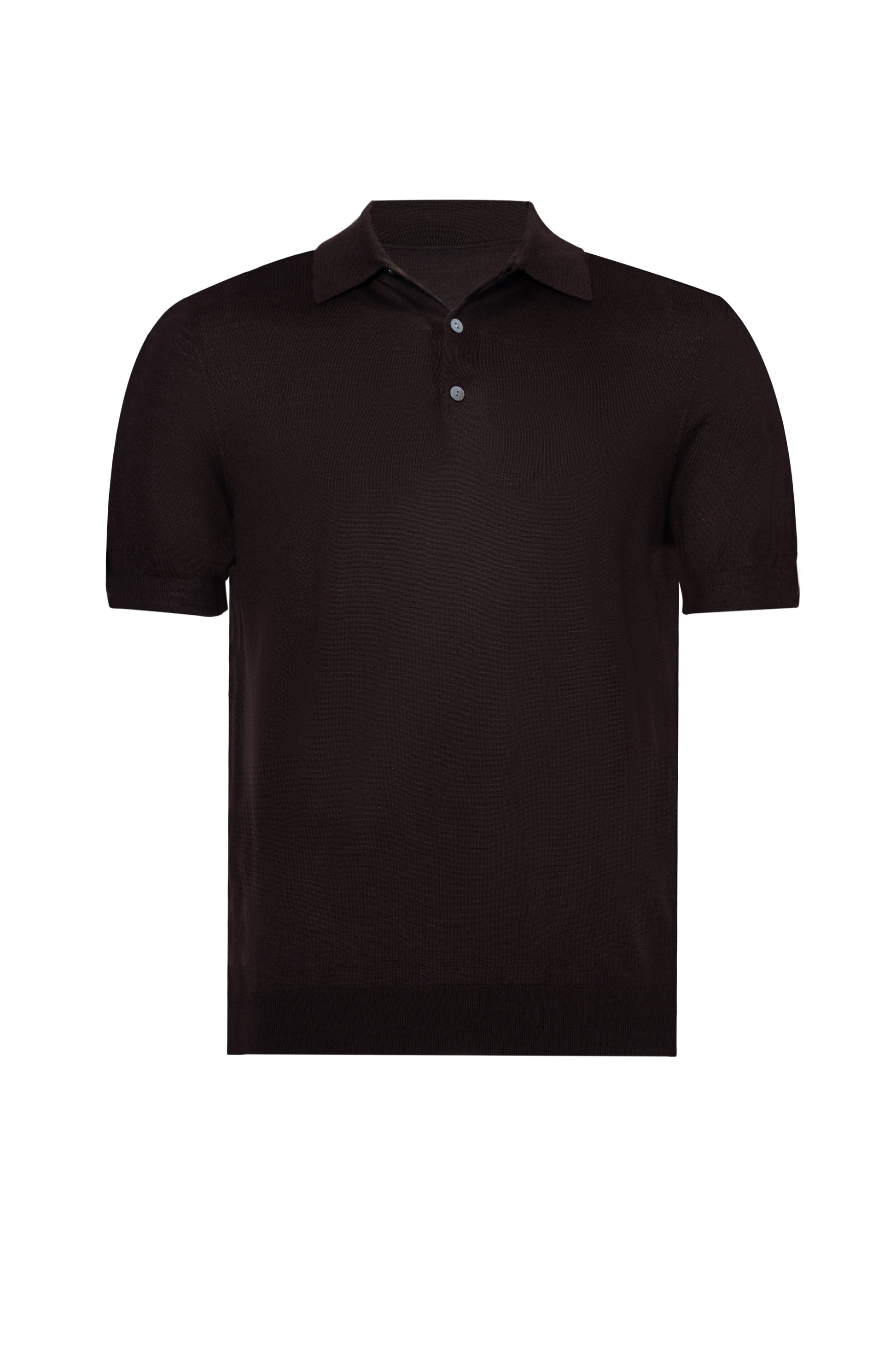 Brown Polo Button Merino Wool