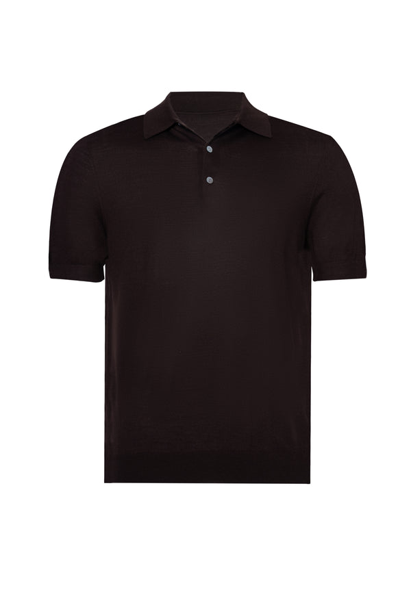 Brown Polo Button Merino Wool
