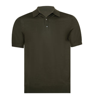 Green Polo Button Merino Wool