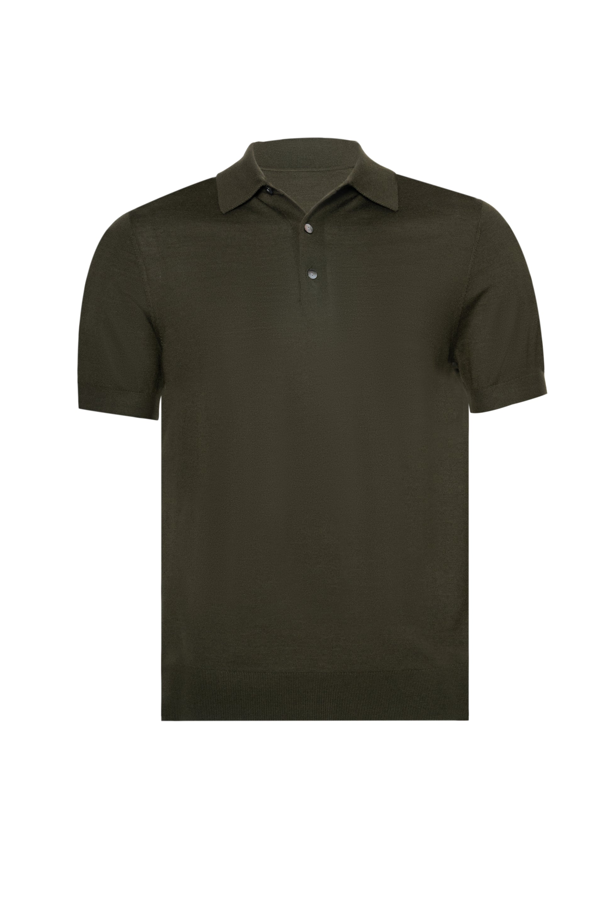 Green Polo Button Merino Wool