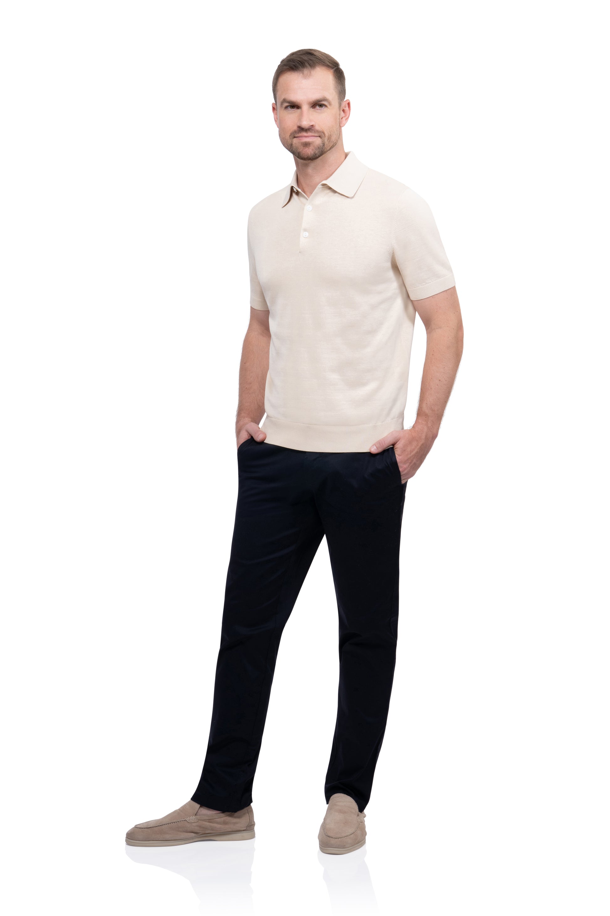 Beige Polo Button Cotton