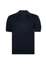 Navy Polo Buttonless Cotton
