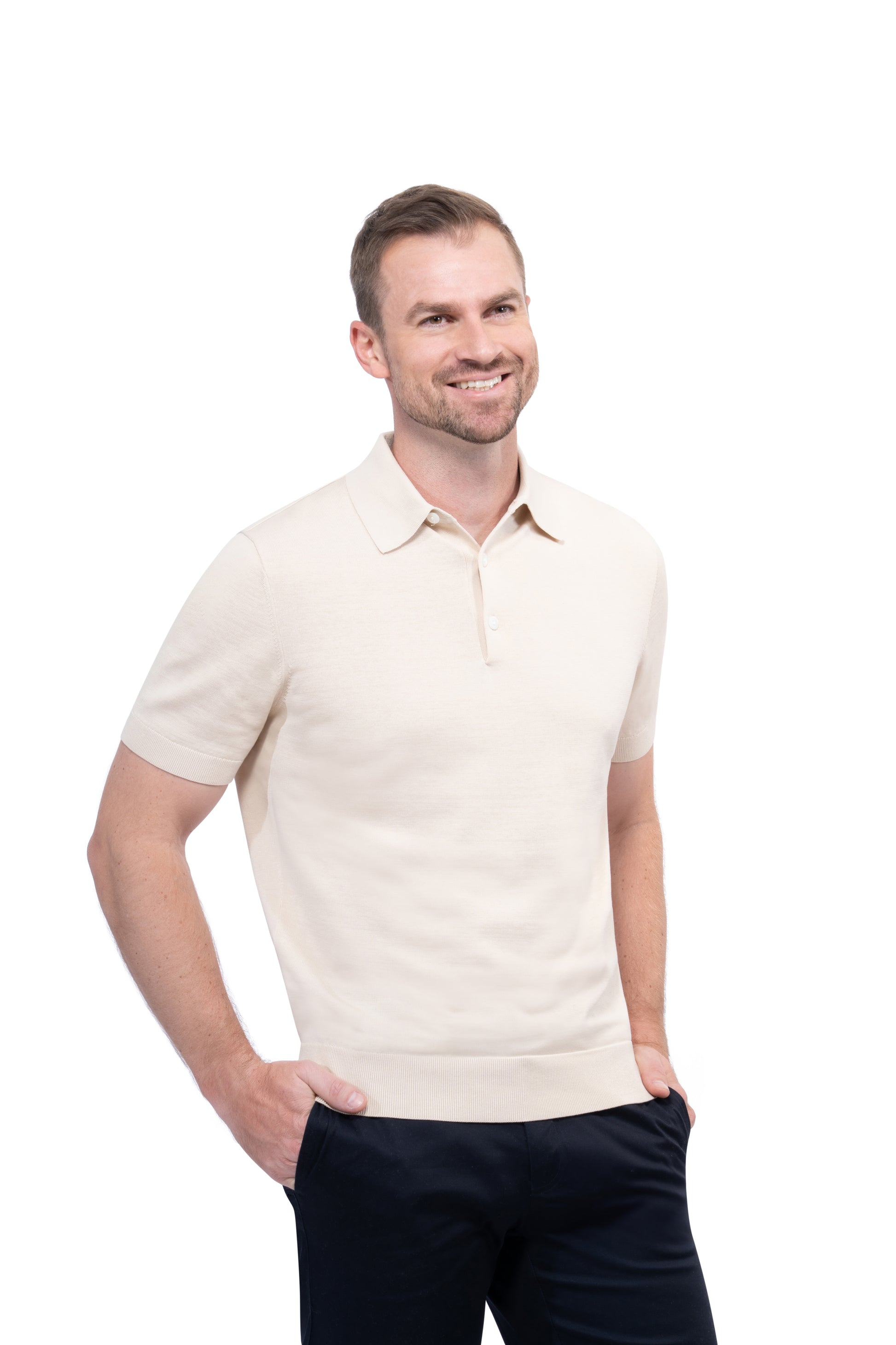 Beige Polo Button Cotton