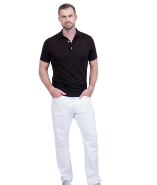 Brown Polo Button Merino Wool