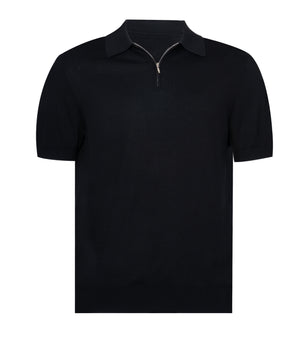 Black Polo Zip Silk Cotton