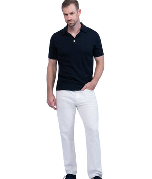 Dark Navy Polo Button Cotton